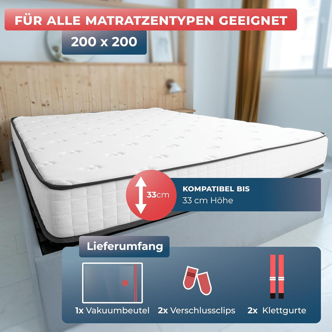 Wrappybag – Vakuumbeutel für Matratzen 200x200 – Komplett-Set mit wiederverwendbarer, wasserdichter
