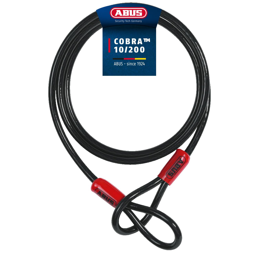 ABUS Schlaufenkabel Cobra 10/200 - Stahlseil mit Kunststoff ummantelt - 2 m lang, 10 mm stark - Sich