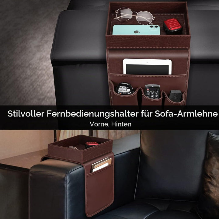 SITHON Sofa Armlehnen Organizer mit Ablage Tablett, [Rutschfest] Kunstleder Stuhl Couch Armlehne Org