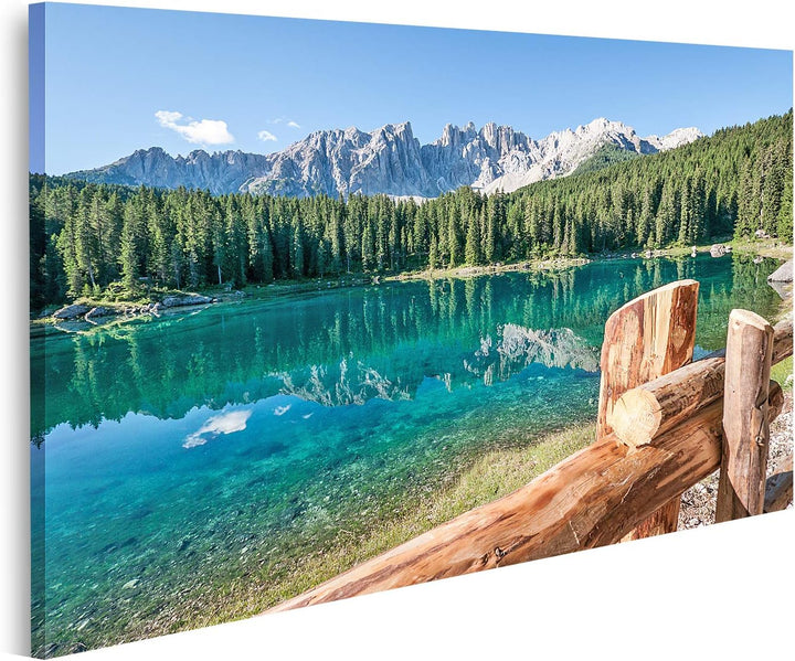 islandburner Bild auf Leinwand Karerlake Italien Hintergrund Dolomiten 16A Bilder Wandbilder Poster,