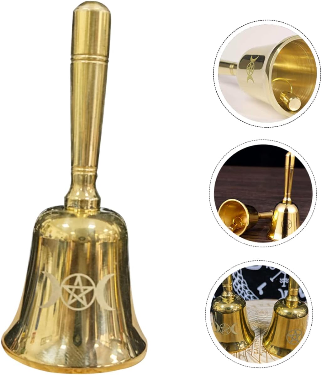 Rituelle Messing Handglocke Pentagramm Klein Langlebig für Meditation und Altardekoration 1, 1
