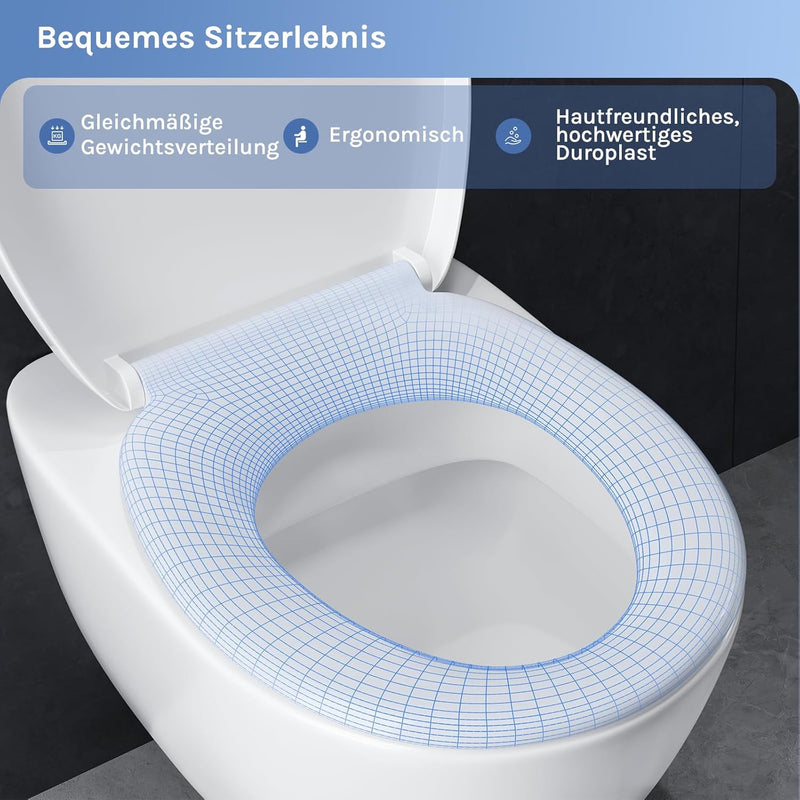 WOLTU Toilettendeckel,WC Sitz mit Absenkautomatik,klodeckel Antibakterieller WC Sitz,Fast Fix Toilet