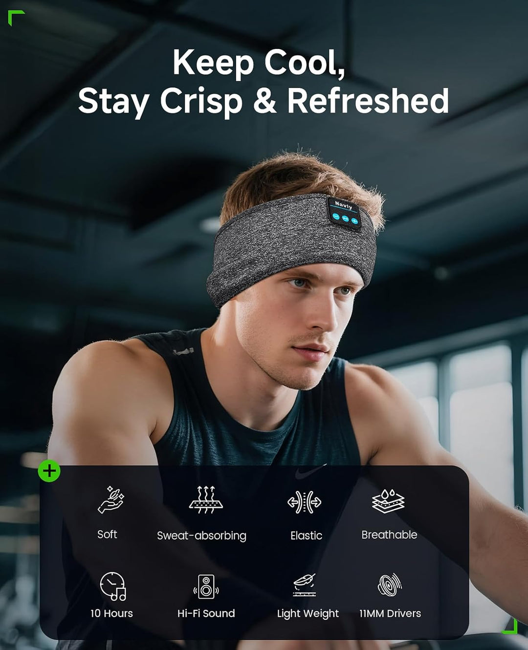 Navly Schlafkopfhörer Bluetooth, Schlaf Kopfhörer Bluetooth Sport Stirnband Kopfhörer Personalisiert