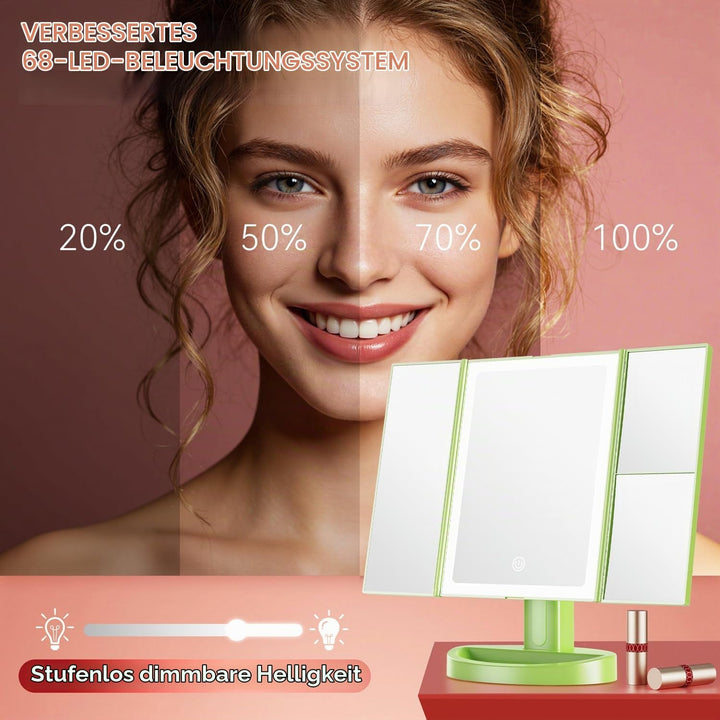 Auxmir Schminkspiegel mit Beleuchtung, 10X/5X/1X Kosmetikspiegel Vergrösserungsspiegel mit Licht &amp; 3