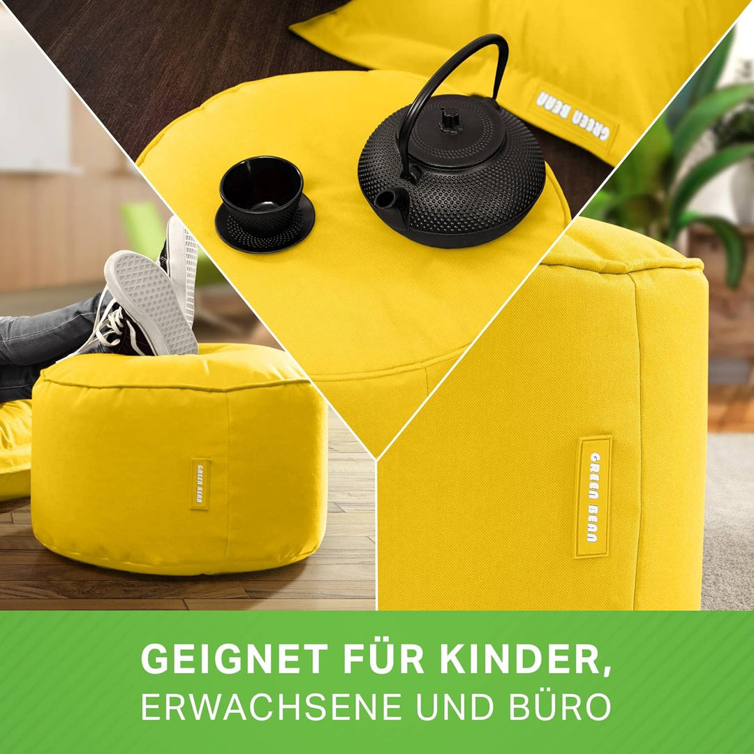 Green Bean Sitzsack-Hocker 45x25cm mit EPS-Perlen Füllung - Fusshocker Fusskissen Sitz-Pouf für Sitz