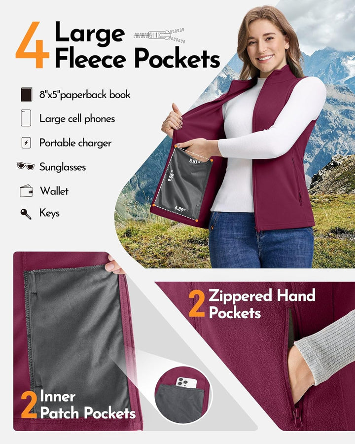 Outdoor Ventures Damen Fleece Weste Ultraleichte Polar Fleeceweste Dünne Outdoor Luafwesten für Frau