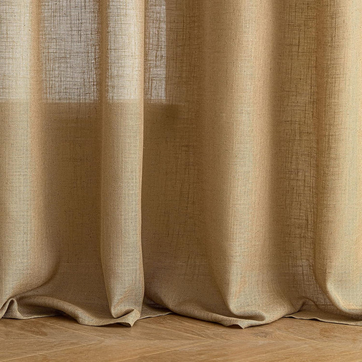 EMEMA Gardinen Vorhänge Leinenvorhang mit Ösen Voile Vorhang Leinenoptik Modern Halbtransparent für