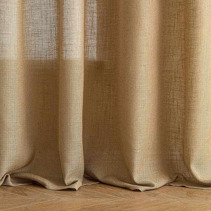 EMEMA Gardinen Vorhänge Leinenvorhang mit Ösen Voile Vorhang Leinenoptik Modern Halbtransparent für