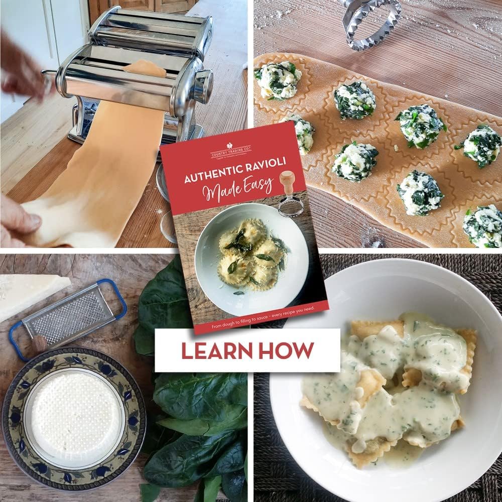 Einfaches Ravioli-Starterset | Geschenkset 3 Ravioliformen + Rezeptbuch | Pressanleitung für Ravioli
