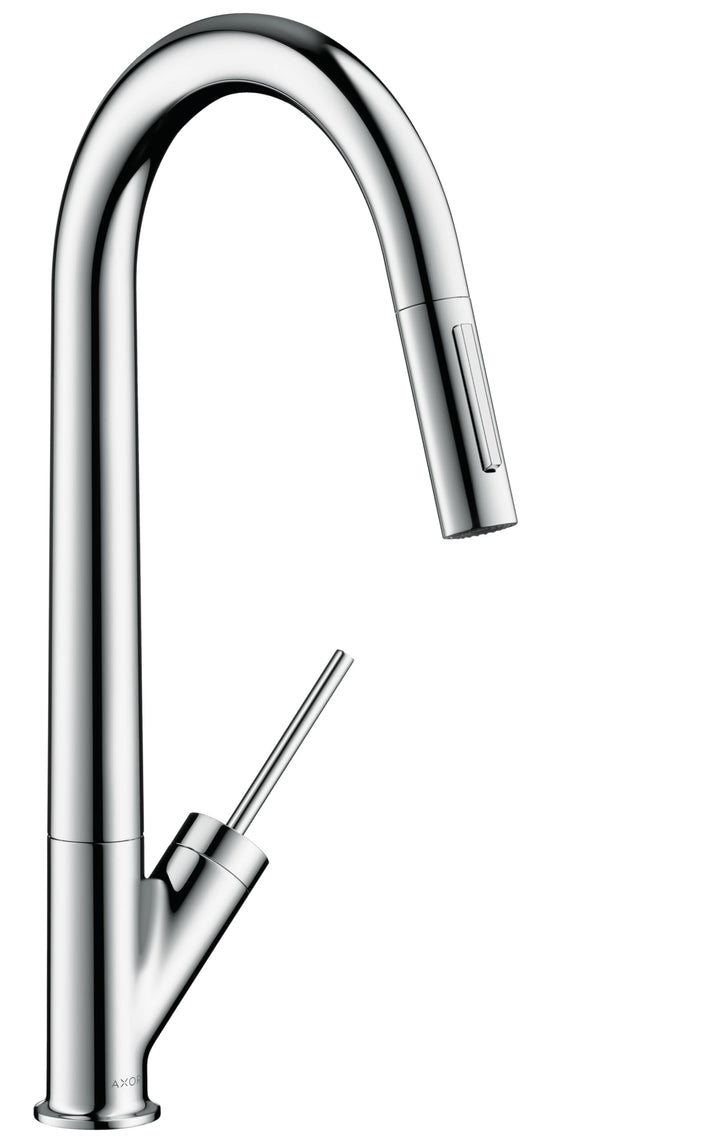 AXOR Starck Einhebel-Küchenarmatur (mit ausziehbarer Brause und Schwenkauslauf Edelstahl Finish) mit