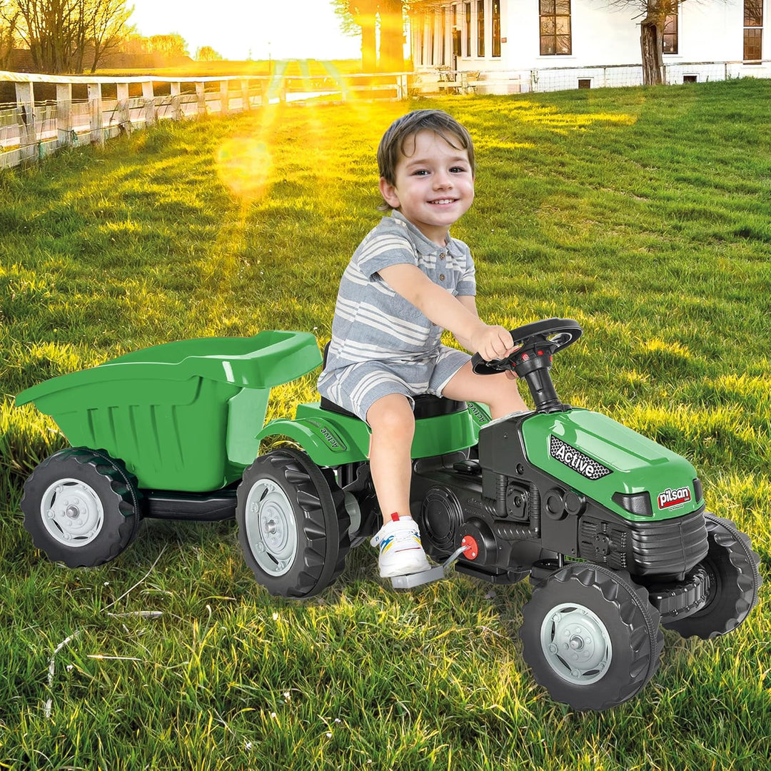 Lemodo Trettraktor ab 3 Jahre | Kinder Traktor in grün| Traktor zum draufsitzen | Kindertraktor mit