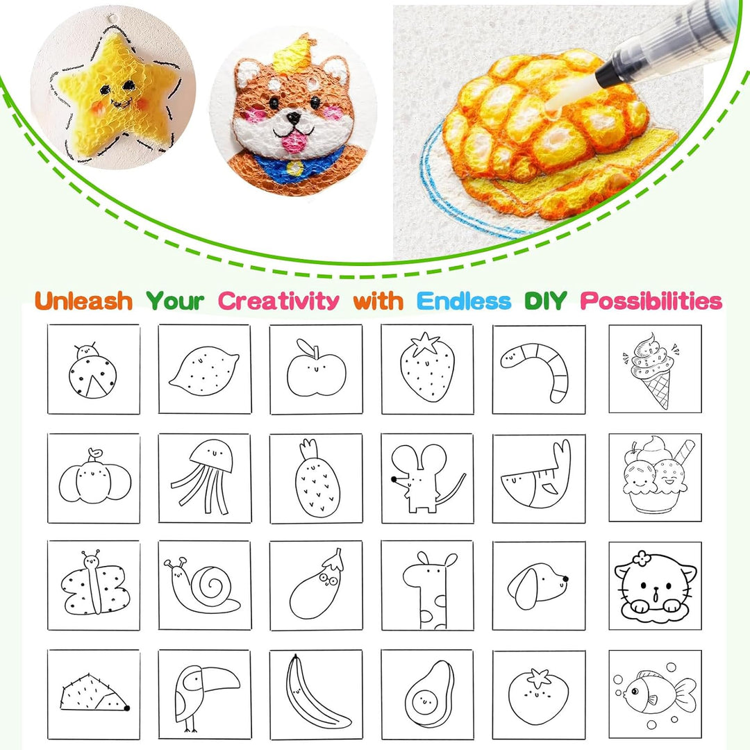 UBERMing Schaum Textur Malset, 72 Stück Magic Puffy Paint Set | DIY 3D Foam Texture Painting Magic S