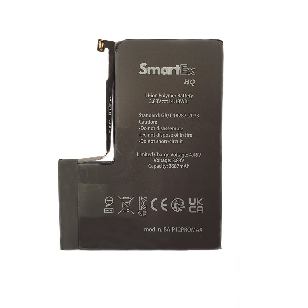 Smartex® Li-Ion Ersatz Akku/Batterie kompatibel mit iPhone 12 Pro Max | 3687 mAh | Akku ohne Ladezyk