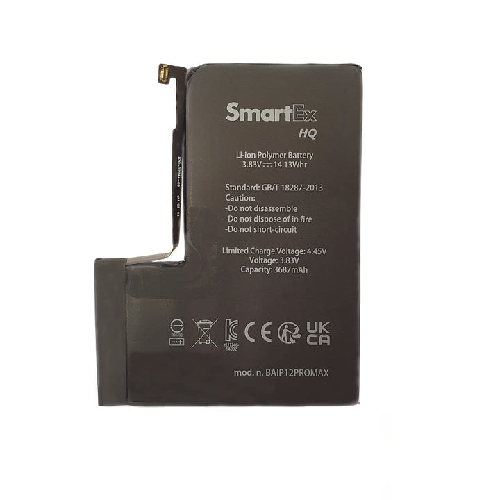Smartex® Li-Ion Ersatz Akku/Batterie kompatibel mit iPhone 12 Pro Max | 3687 mAh | Akku ohne Ladezyk