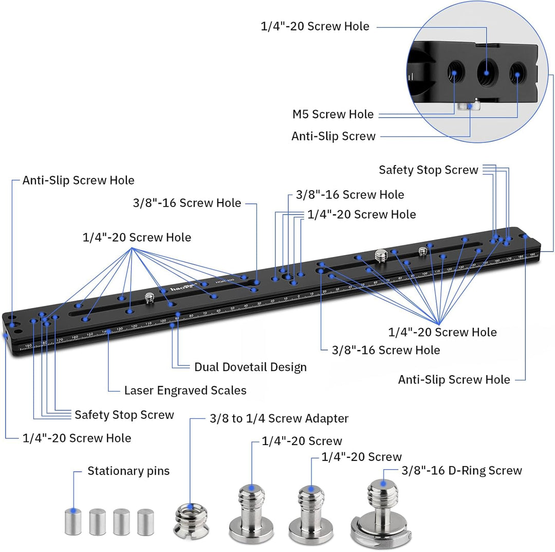 Haoge HQR-400 400 mm Mehrzweck-Schnellwechselplatte für Kamerastativ, Kugelkopf, Klemme für Arca Swi