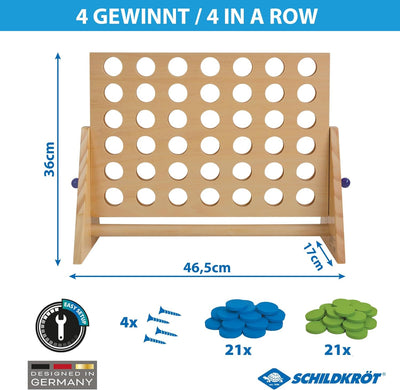 Schildkröt® XXL Vier Gewinnt Strategiespiel aus nachhaltigem FSC Holz, Vier in Einer Reihe für Kinde
