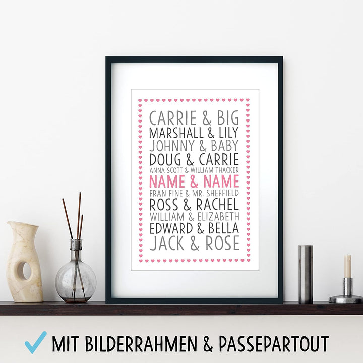 OWLBOOK DU & ICH berühmte Filmpaare Bild im Holz-Rahmen A3 mit Passepartout Geschenke Geschenkideen