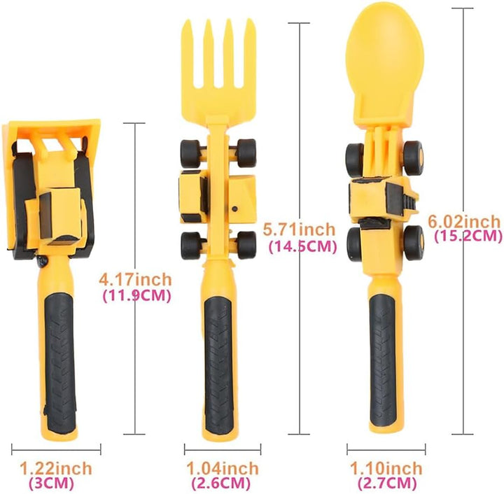 Sarini 3PCS Bulldozer Schaufel Geschirr mit Gabel und Löffel Form Baustelle Motiv