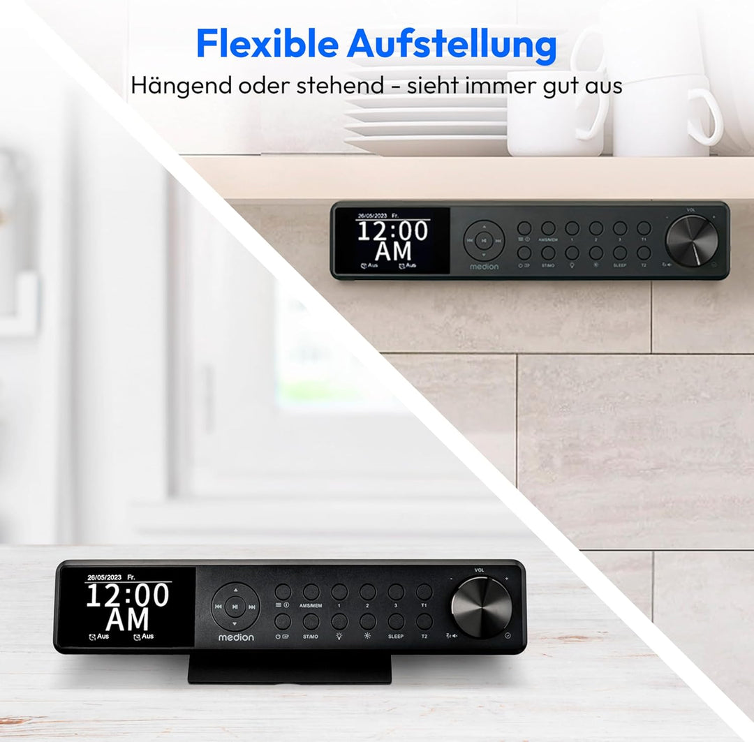 MEDION P66750 Küchen Unterbauradio (DAB+ Küchenradio, PLL UKW Radio, dimmbares TFT Farbdisplay, Koch
