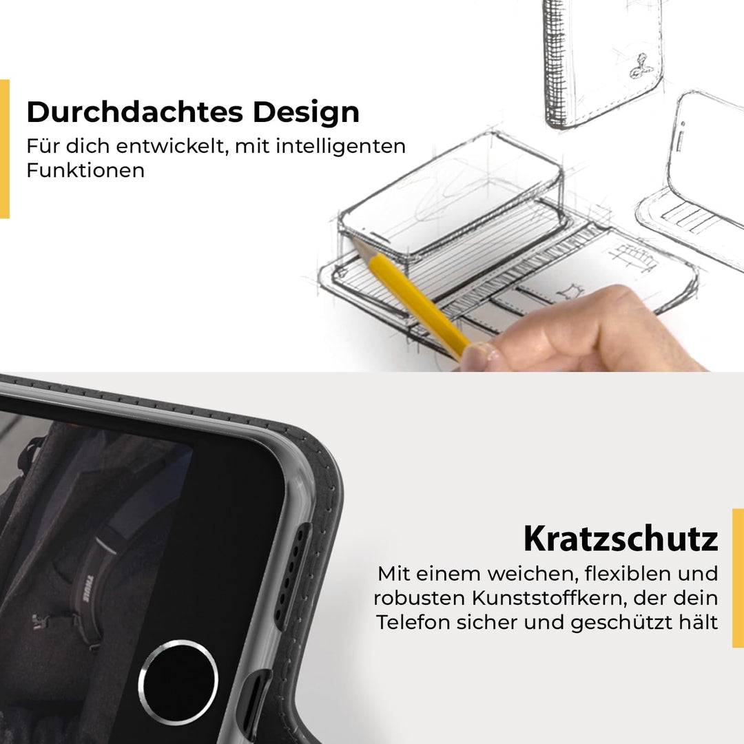 Snakehive iPhone SE 2022/2020 und iPhone 7/8 Hülle Leder | Stylische Handyhülle mit Kartenhalter & S