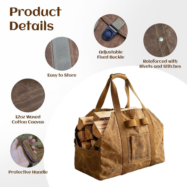Kaminholztasche Holzkorb Transporttasche Holztragetasche Holztragekorb für Kaminholz Brennholz Trage
