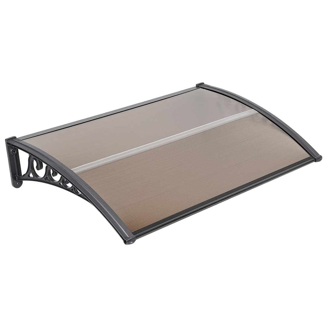 Homewell Vordach für Haustür 80 x 120 cm Braun, Modern Überdachung Haustür aus PC-Hohlplatte, PP-Kun