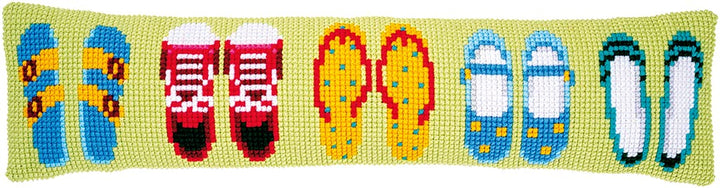 Vervaco PN-0188105 Zugluftstopper Kreuzstich Set vorgezeichnet, Baumwolle, Sommerschuhe, 80x20cm 80x