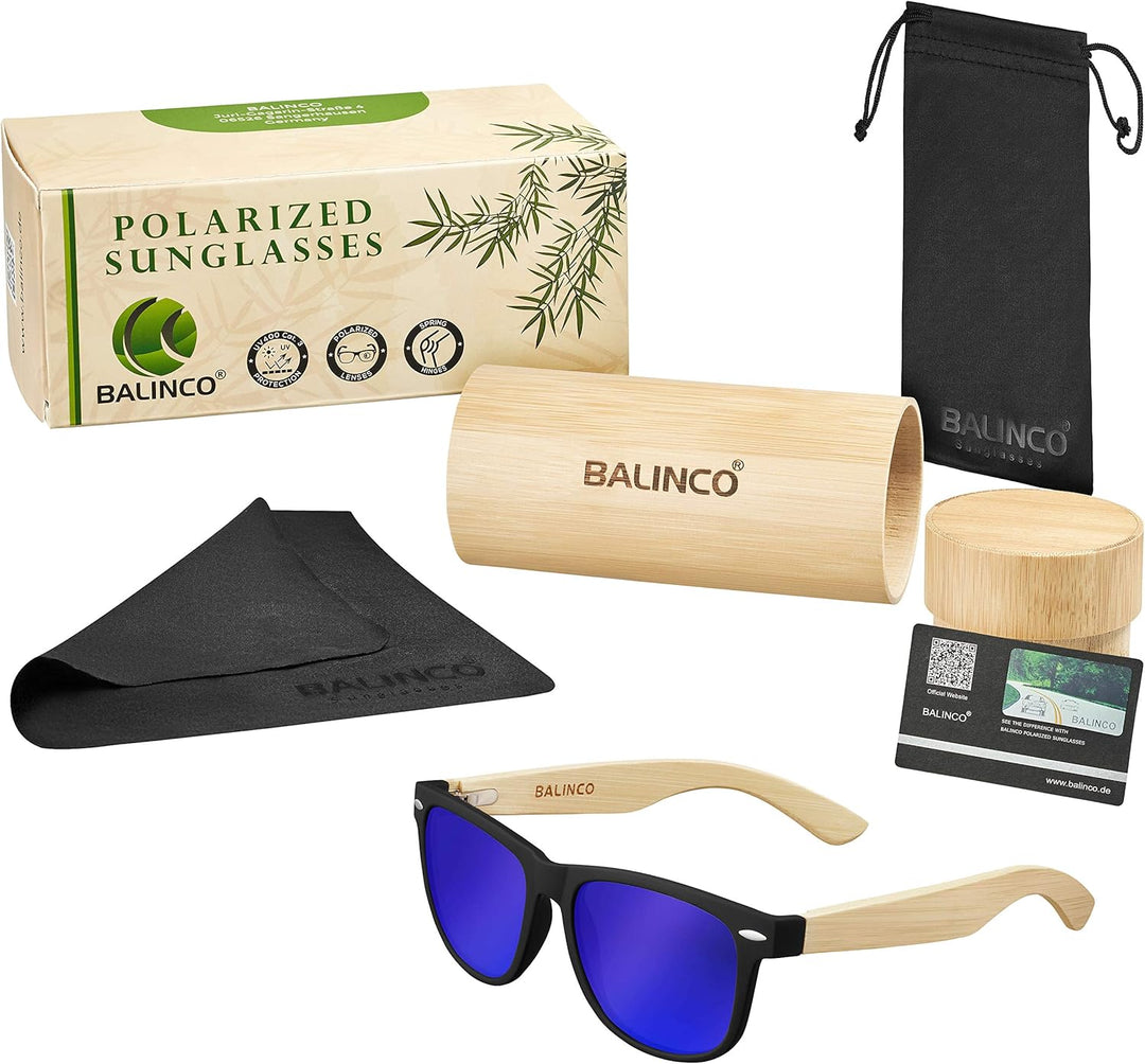 Balinco® Bambus Sonnenbrillen Set für Damen & Herren - mit polarisierten TAC-Linsen für ein intensiv