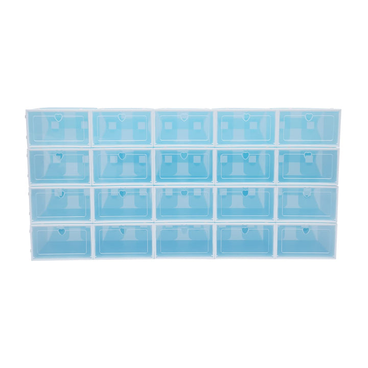 Schuhboxen, 20 Stück Stapelbarer Kunststoff Schuhaufbewahrungsbox Transparenter Schuhboxen Set Faltb