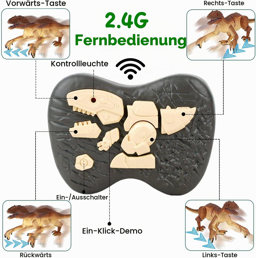 Kizmyee Dinosaurier Spielzeug, Dino Ferngesteuertes Velociraptor für Kinder, Realistische Gehbewegun