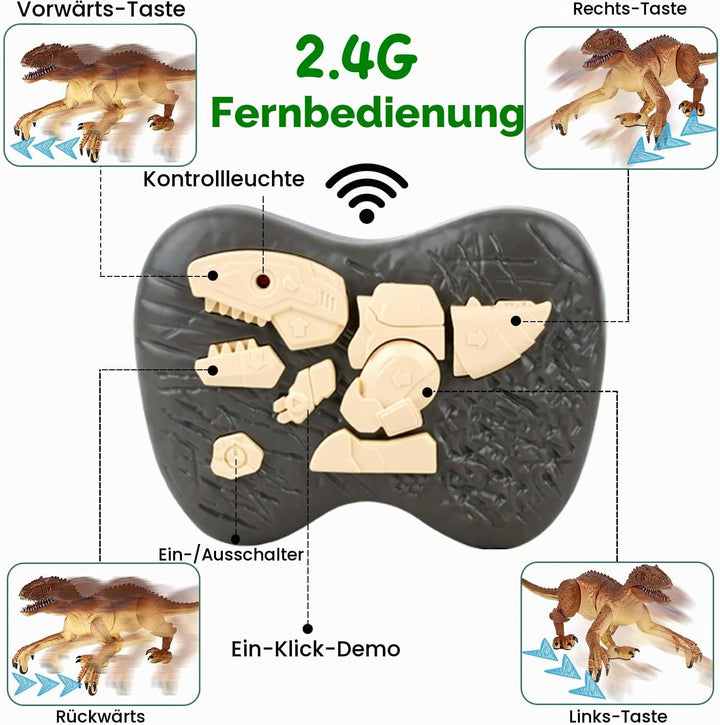 Kizmyee Dinosaurier Spielzeug, Dino Ferngesteuertes Velociraptor für Kinder, Realistische Gehbewegun