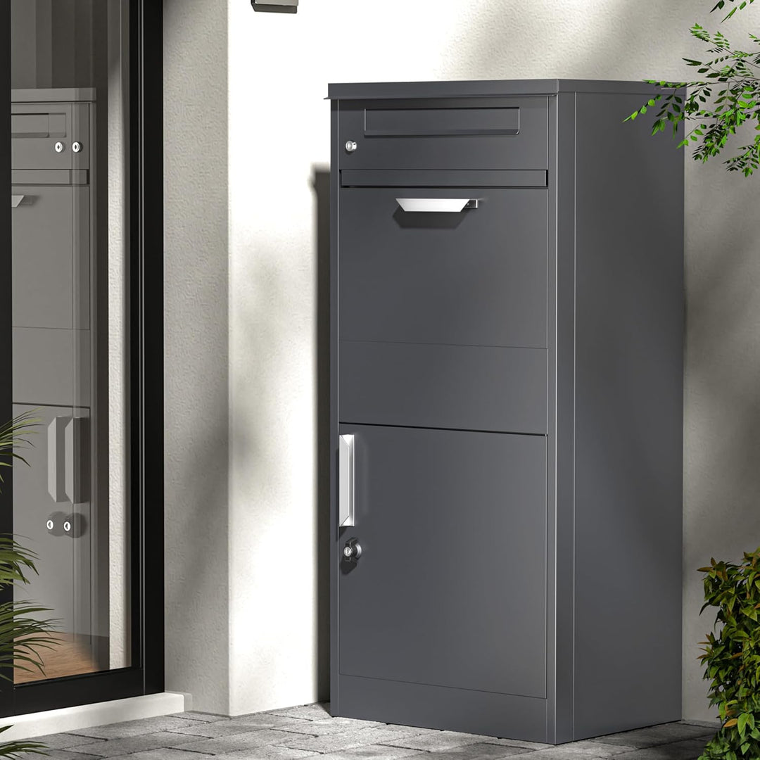 Paketkasten Anthrazit 500 x 370 x 1120 mm, Paketbox Zuhause, Private Paketannahme passend für Pakete