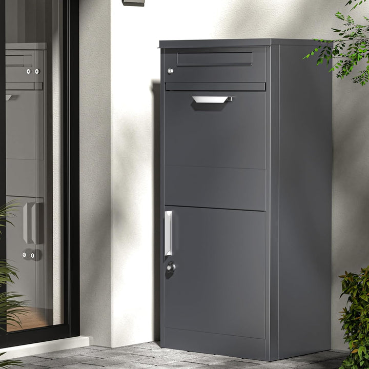 Paketkasten Anthrazit 500 x 370 x 1120 mm, Paketbox Zuhause, Private Paketannahme passend für Pakete