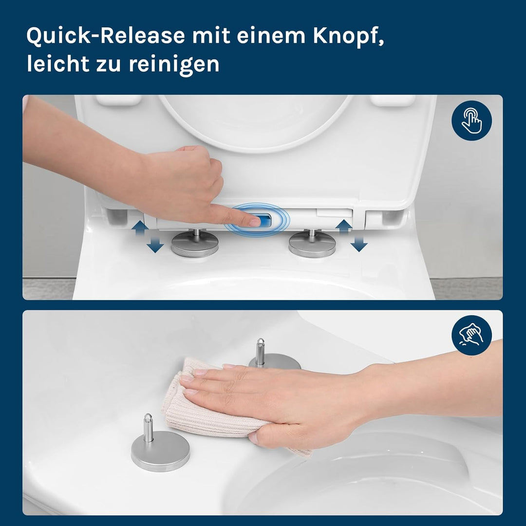 WOLTU WC Sitz Familien, Toilettensitz Kinder magnetisch, Toilettendeckel mit Absenkautomatik, Schnel