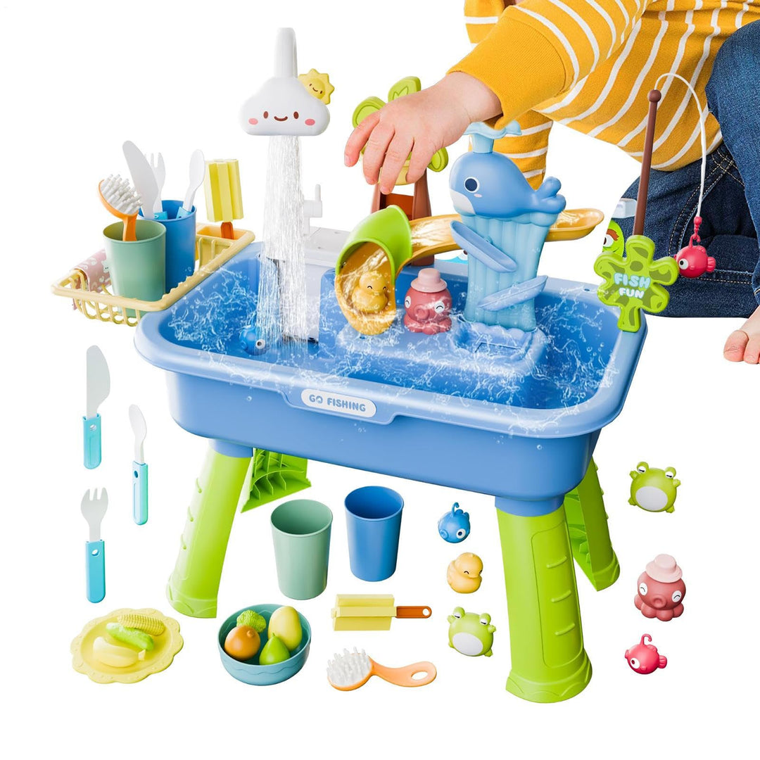 Generisch Wassertisch für Kinder | Angelspiel-Set,4-in-1 Waschbecken mit fliessendem Wasser und Pump