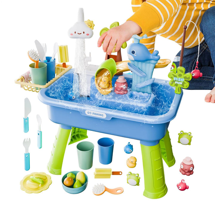 Generisch Wassertisch für Kinder | Angelspiel-Set,4-in-1 Waschbecken mit fliessendem Wasser und Pump