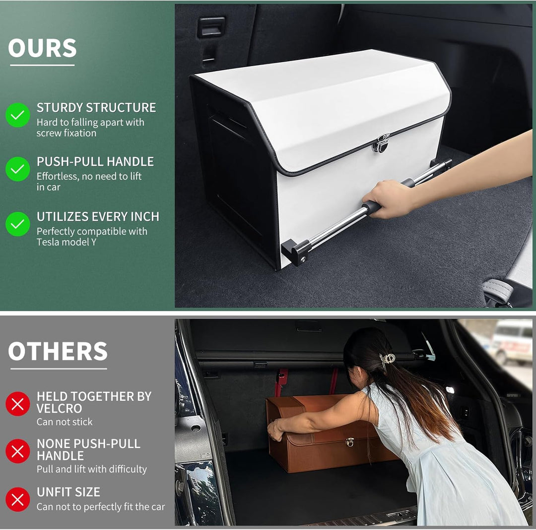 Auto Kofferraum Organizer, Verschleissfeste Leder Auto Kofferraumtasche mit Deckel und Stabilem Grif