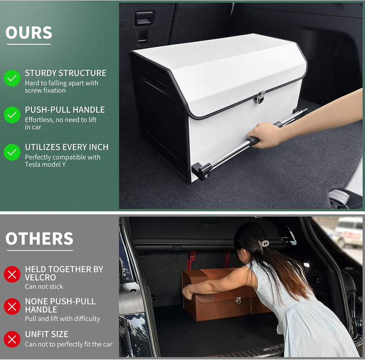 Auto Kofferraum Organizer, Verschleissfeste Leder Auto Kofferraumtasche mit Deckel und Stabilem Grif
