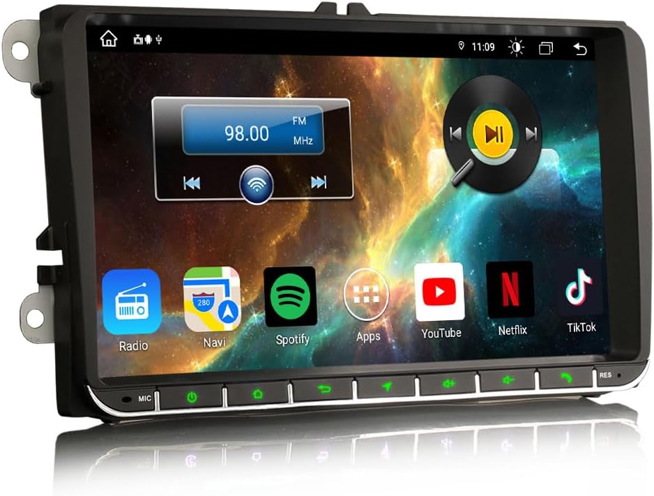 Erisin 9 Zoll IPS Android 14 Autoradio Acht Kern 4GB+64GB Für VW Golf 5 Golf 6 Tiguan Passat Jetta C
