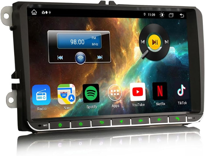 Erisin 9 Zoll IPS Android 14 Autoradio Acht Kern 4GB+64GB Für VW Golf 5 Golf 6 Tiguan Passat Jetta C