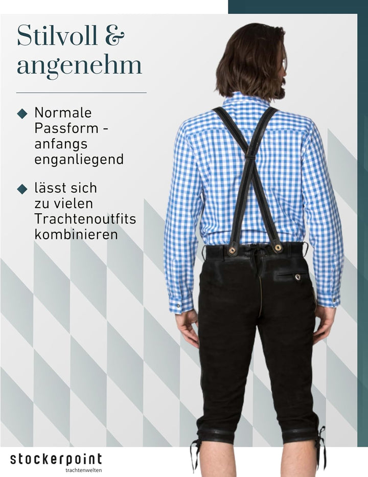 Stockerpoint Herren Trachtenlederhose Justin4 46 Schwarz Gespeckt, 46 Schwarz Gespeckt