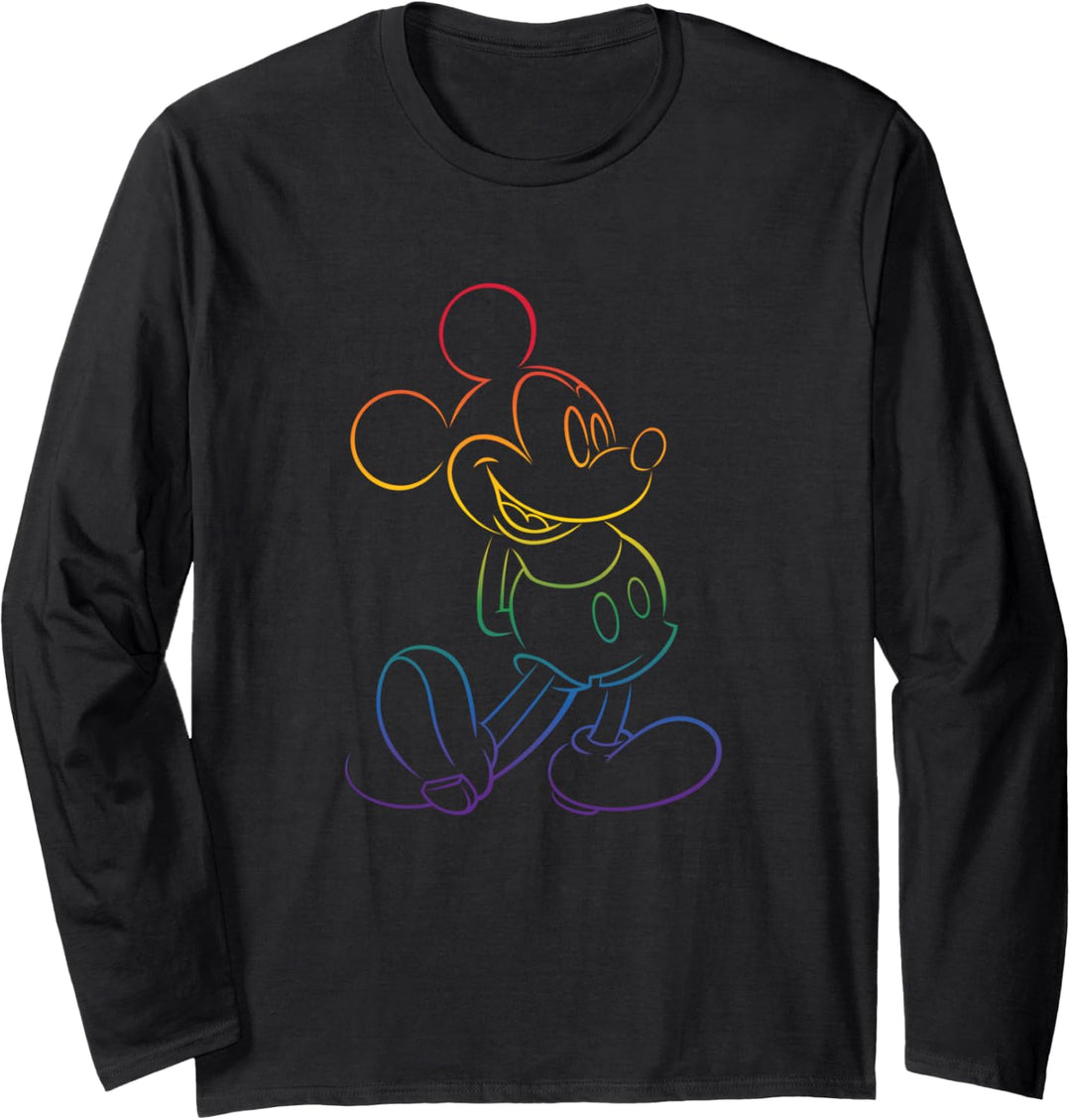 Disney Mickey And Friends Rainbow Pride Outline Classic Pose Langarmshirt