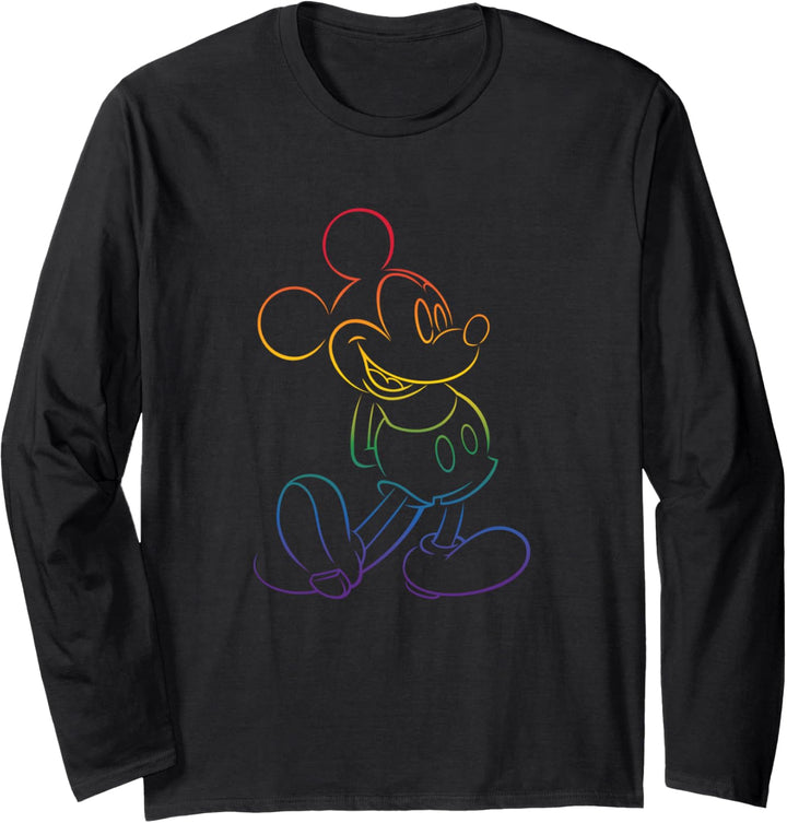 Disney Mickey And Friends Rainbow Pride Outline Classic Pose Langarmshirt