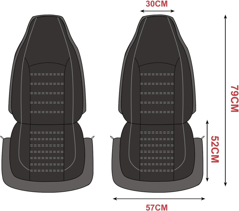 AUTOYOUTH Sitzbezüge Auto Vordersitze Universal Auto-Schonbezüge PU-Leder Sitzschoner Schwarz grau f