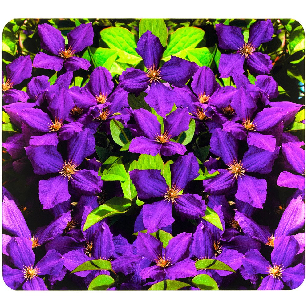 WENKO 2712963500 Multi-Platte lila Clematis für Glaskeramik Kochfelder, Schneidbrett, Gehärtetes Gla
