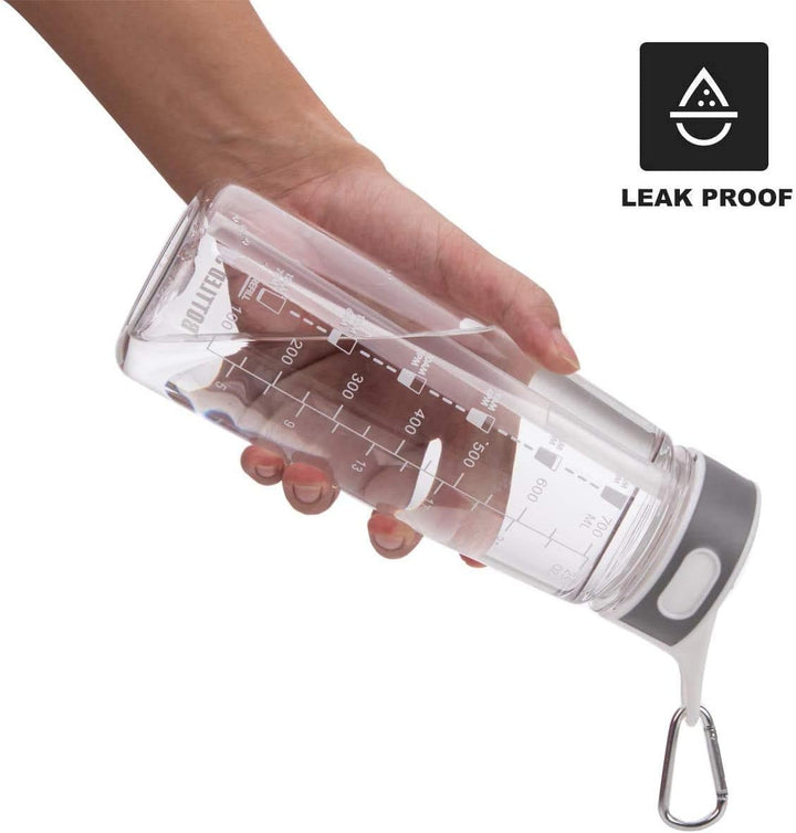 Louis Donné 800ml Transparent Auslaufsicher Trinkflasche Sports Wasserflasche Mit Zeitmarkierungs-Tr