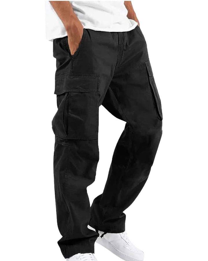 YAOHUOLE Herren Hose Lang Rangerhose Herren Hose Lang Regular Fit mit Taschen Elastischer Bund S 01