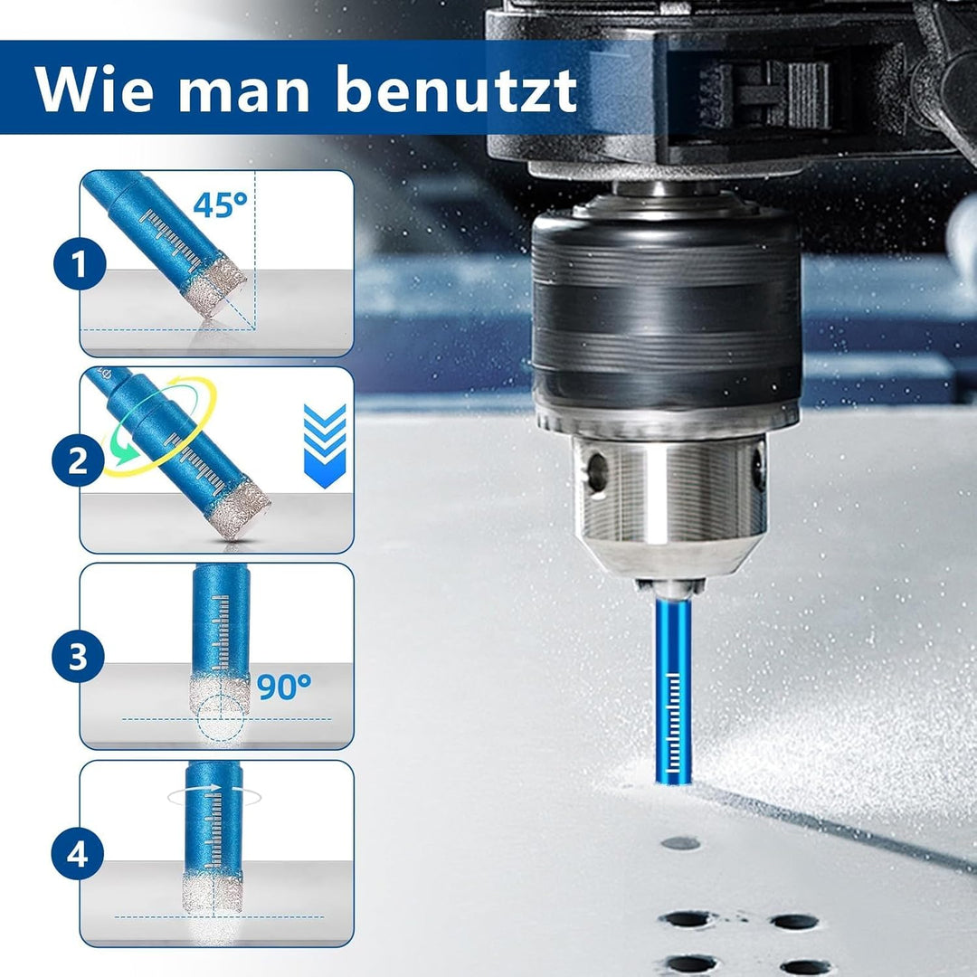 12 Stück Diamant-Fliesenbohrer Set, 7 Stück Diamantbohrer Glasbohrer 5/6/8/10/12/14/16mm und 5 Stück