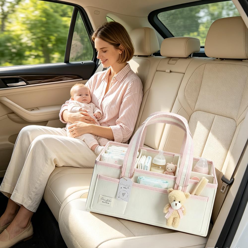 Baby Windel Filztasche, Wickeltisch Organizer Aufbewahrungskorb, Baby Windel Caddy aus Filz mit Hera