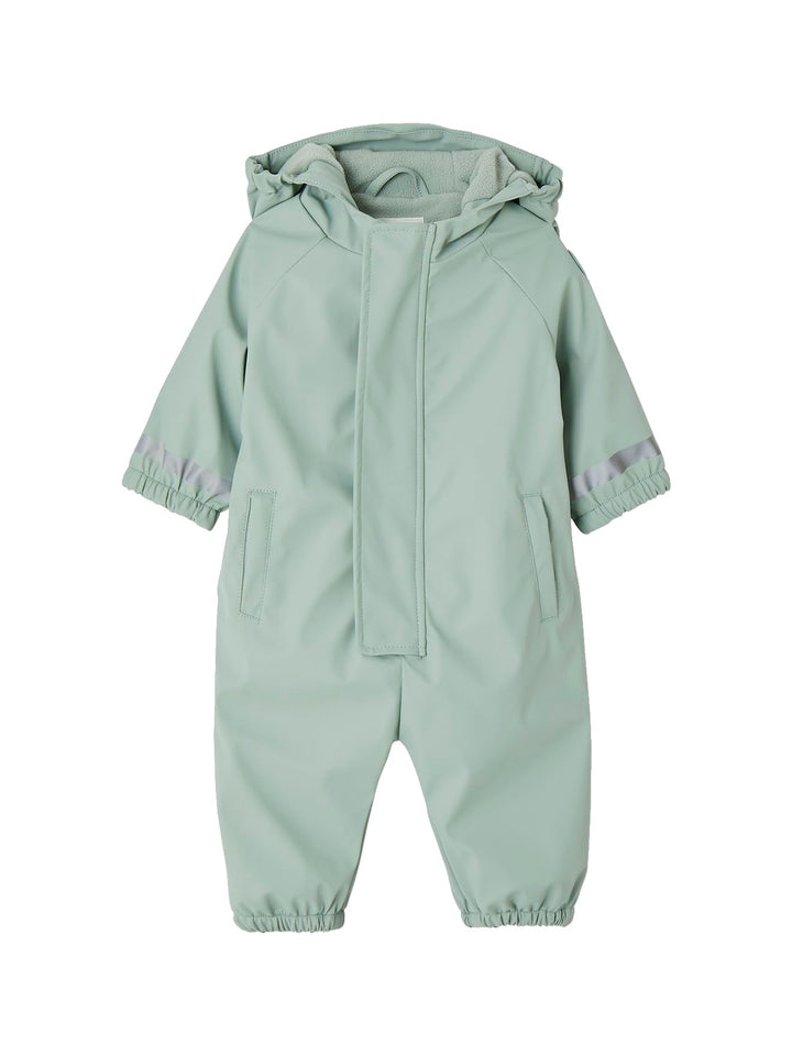 Vertbaudet Baby Regen-Overall mit Fleecefutter und Kapuze, Recycling-Polyester 80 Grün, 80 Grün